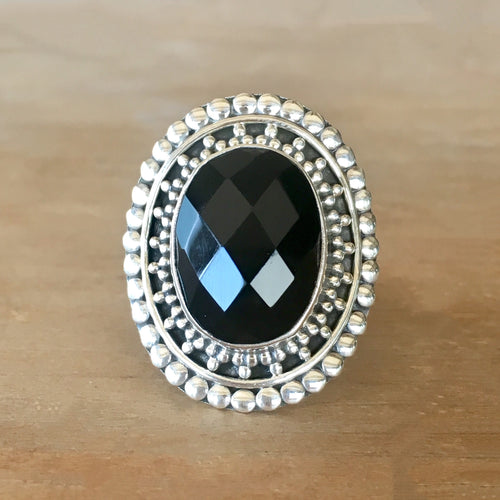 Faceted Onyx Ring (size 8.5) - 40% OFF