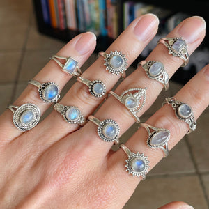 Moonstone Silver Rings - 30% OFF
