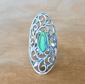Abalone and Silver Ring (size 7) - 40% OFF